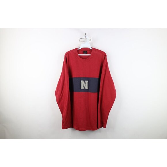 Vtg 90s Nike Mens M Travis Scott Mini Swoosh Ribbed Knit Long Sleeve T-Shirt Red - Picture 1 of 13